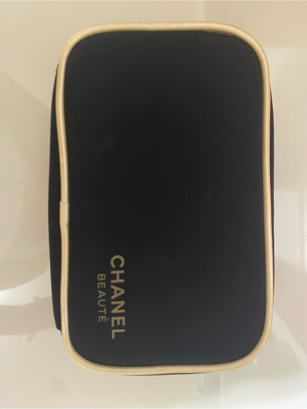 CHANEL Black and Gold Travel Cosmetic Case